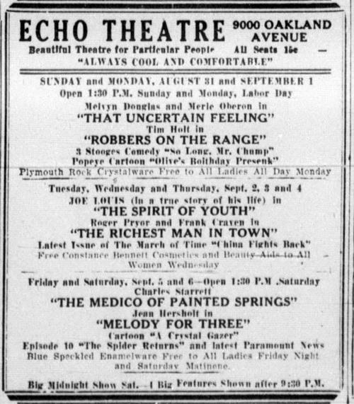 Academie Theatre (Echo Theatre) - Aug 30 1941 Ad (newer photo)
